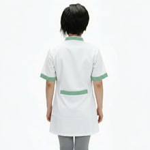 Charger l'image dans la galerie, Veste de travail, tunique blanche pour femme avec profil vert, courte, code MM : 7241