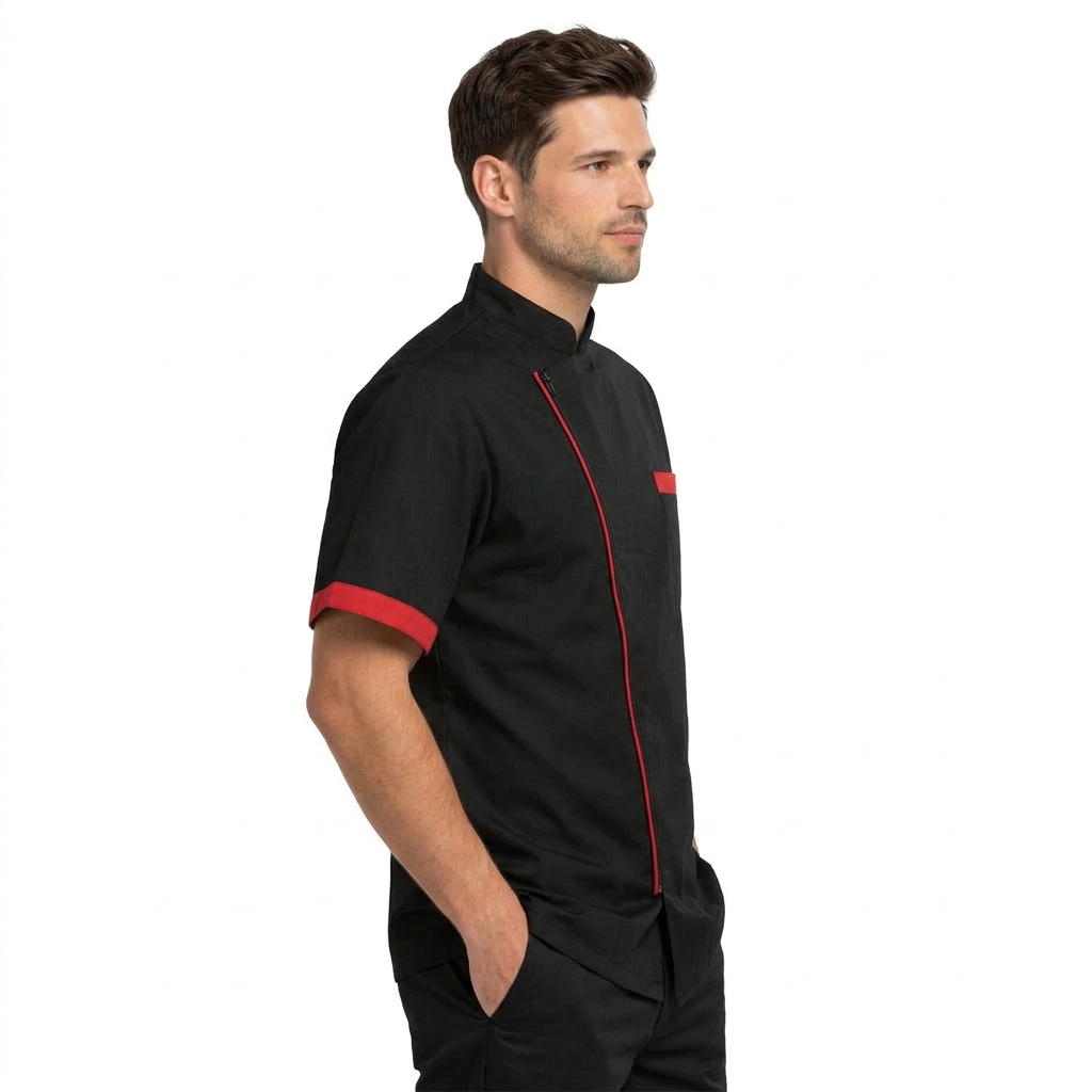 Giacca da cuoco unisex a manica corta con profili a contrasto | Cod. 1845