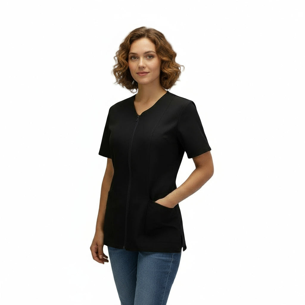 Casacca da Lavoro Donna con Zip - Nera MM | Cod. 6930