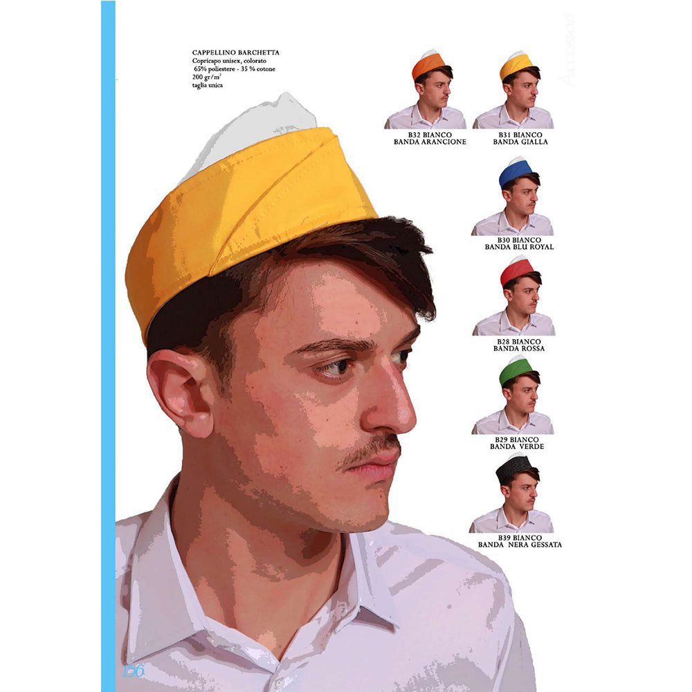 Cappellino da Lavoro a Barchetta con Banda Colorata – Taglia Unica | Cod. 0512