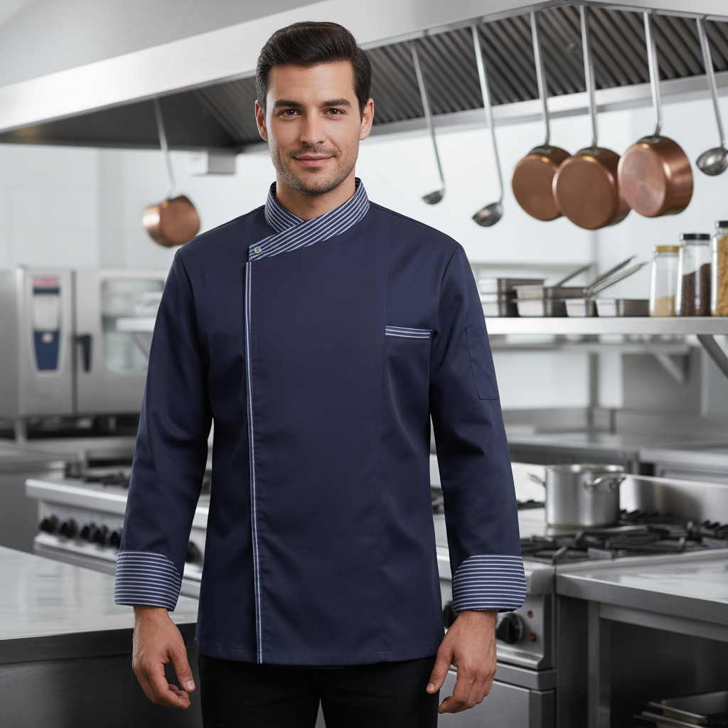 Giacca chef "cook" Blu con automatici cod: 7777
