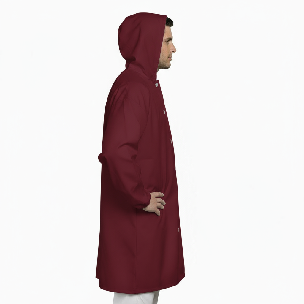 Camice da Macellaio con Cappuccio Bordeaux – No-Stiro, Idrorepellente, Taglia Unica | Cod. 80225