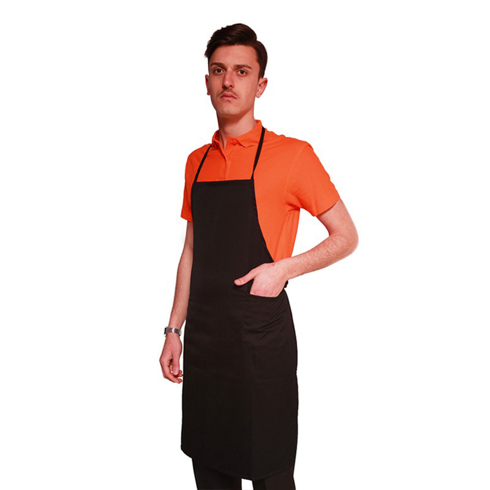 Grembiule con Pettorina Nero – 100% Cotone, Lacci Lunghi | Cod. 8097