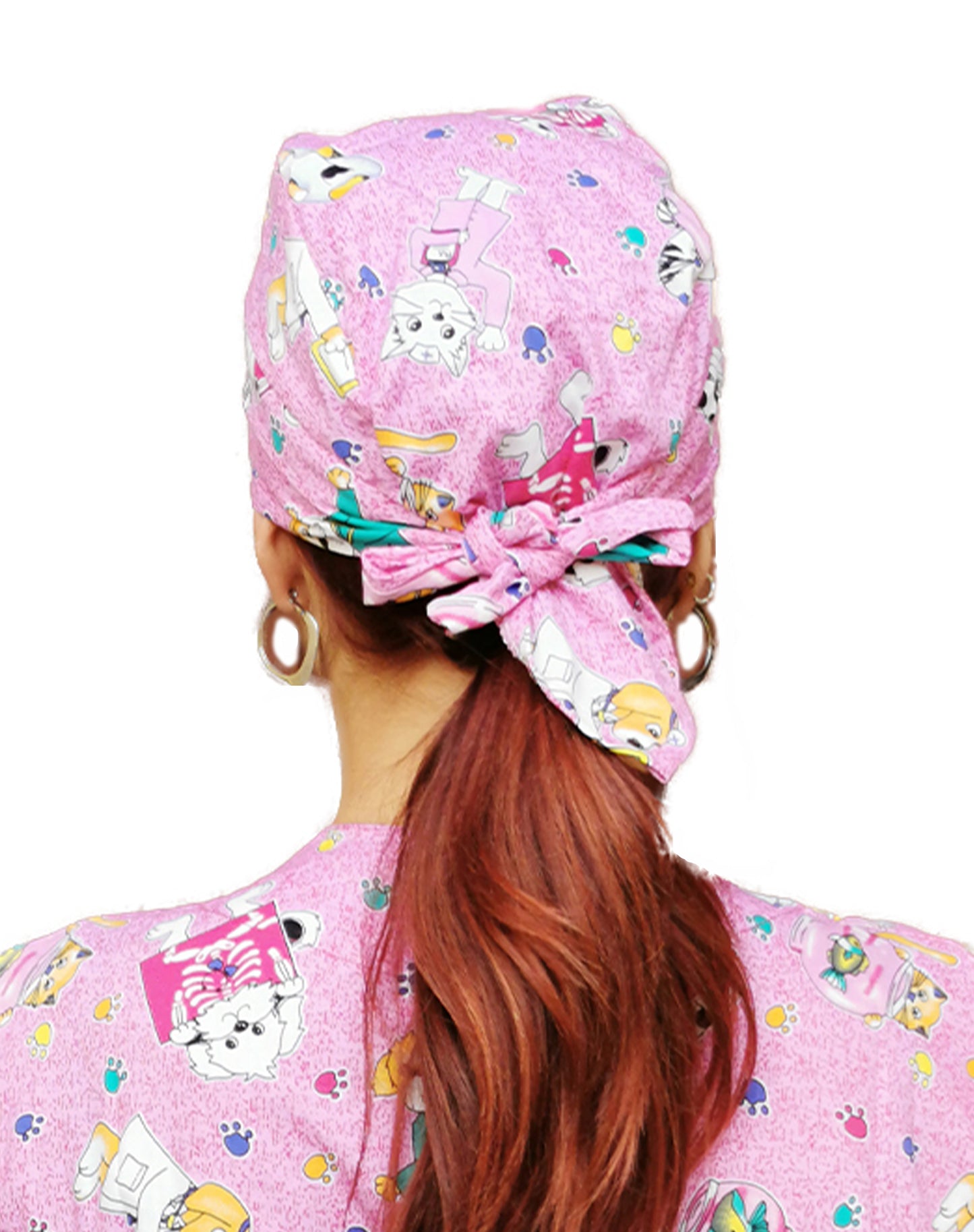 Bandana da Lavoro Fantasia Fumetto Rosa in Cotone - Cod 1812