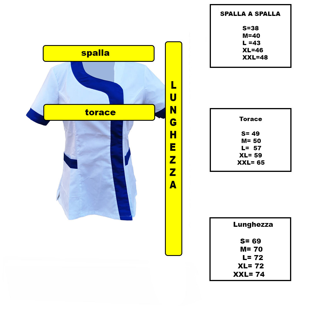 Casacca da Lavoro Donna Modello Beauty – Bianco con Inserto Blu | Cod. 290721