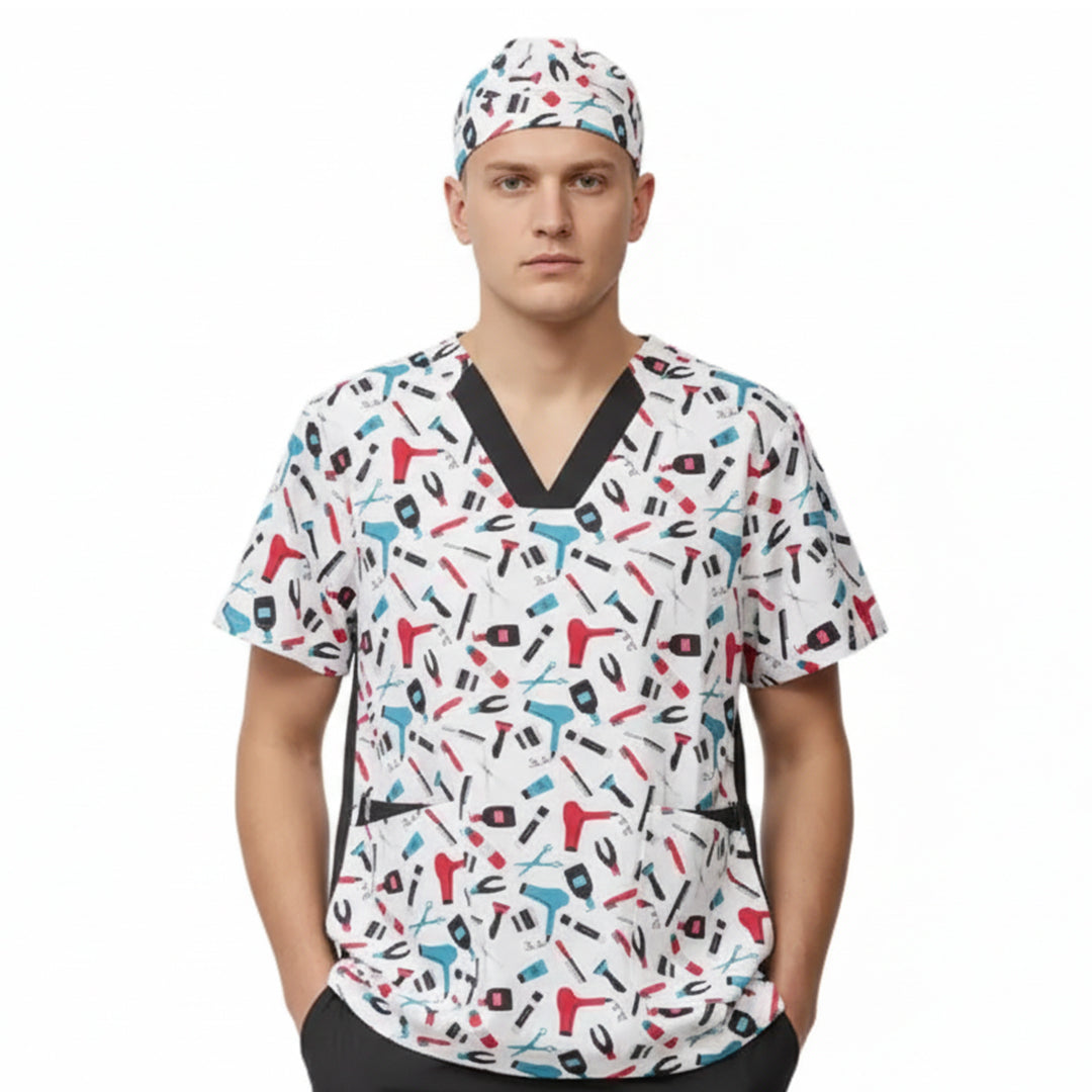 Casacca unisex collo a V+ bandana bicolore tessuto elasticizzato cod: B9867