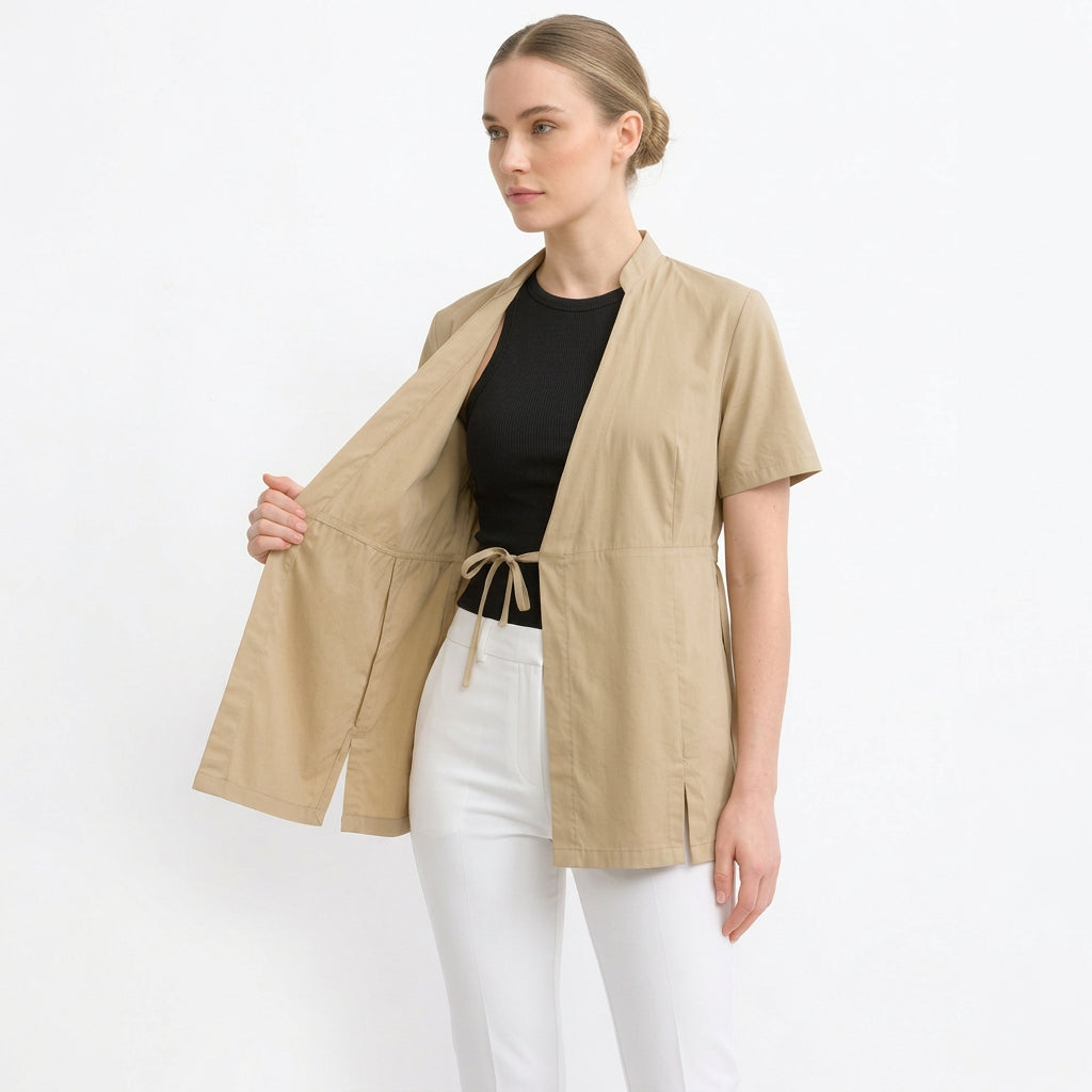 Kimono donna beige per estetista e parrucchiera beige – Cod. 1222