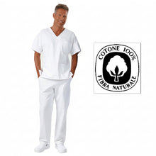 Lade das Bild in den Galerie-Viewer, Divisa sanitaria  unisex con collo a V bianco Cod: B9211
