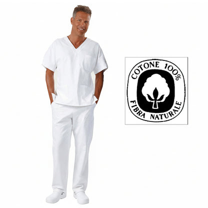 Divisa sanitaria  unisex con collo a V bianco Cod: B9211