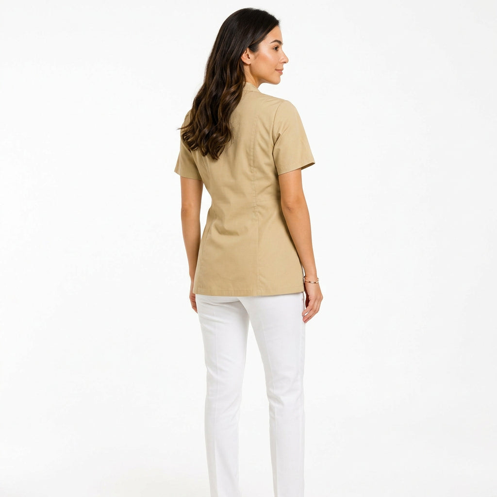 Kimono donna beige per estetista e parrucchiera beige – Cod. 1222