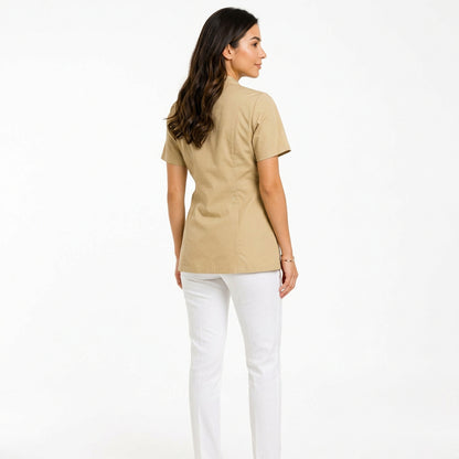Kimono donna beige per estetista e parrucchiera beige – Cod. 1222