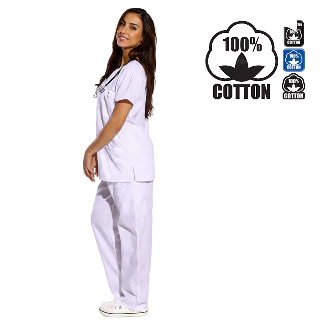 Divisa sanitaria  unisex con collo a V bianco Cod: B9211