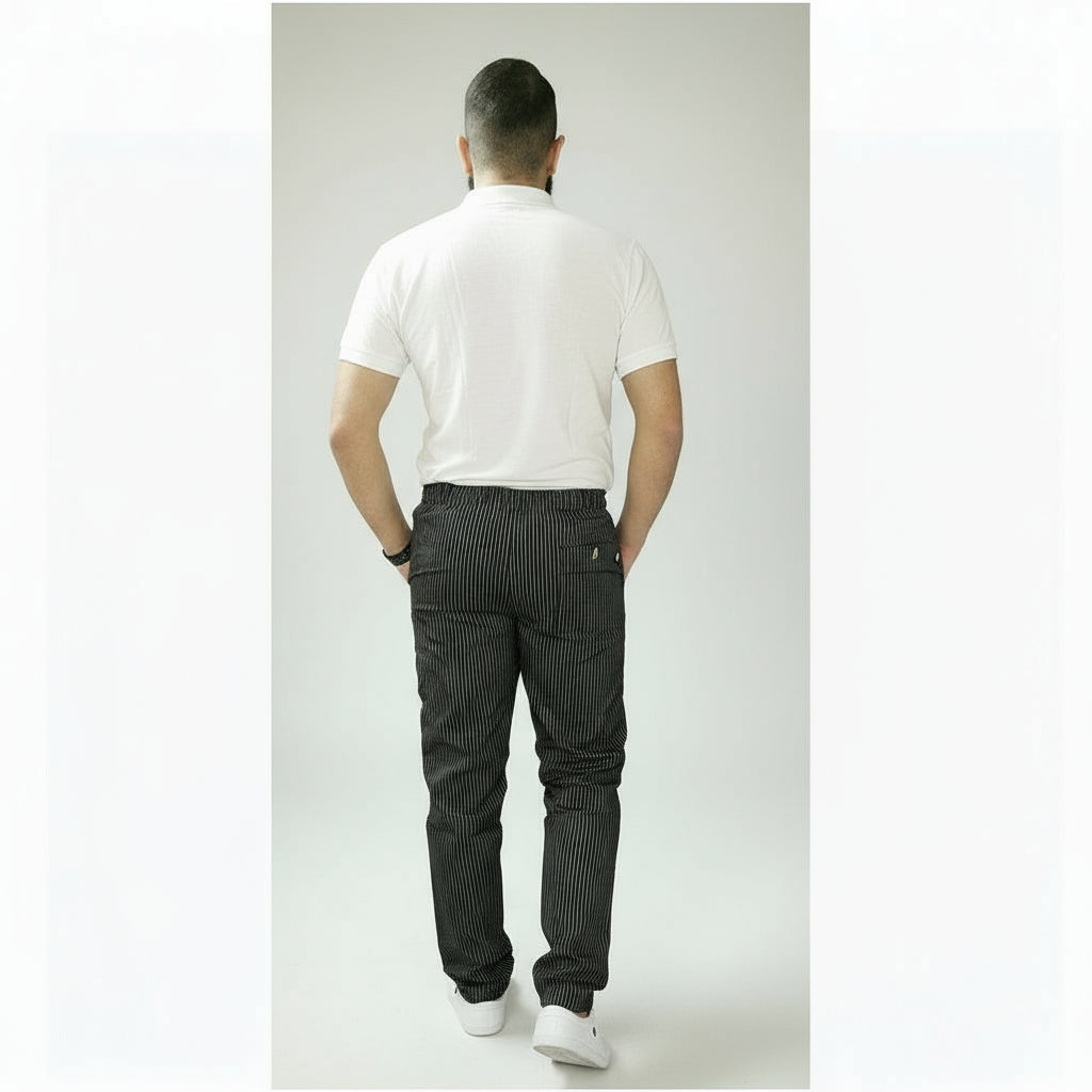 Pantaloni da Cuoco Slim Fit Nero Gessato – Unisex | Cod. 2312
