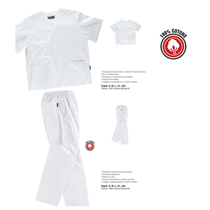 Divisa sanitaria  unisex con collo a V bianco Cod: B9211