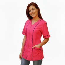 Lade das Bild in den Galerie-Viewer, Camice da lavoro,casacca zip FUCHSIA MM cod: 6893

