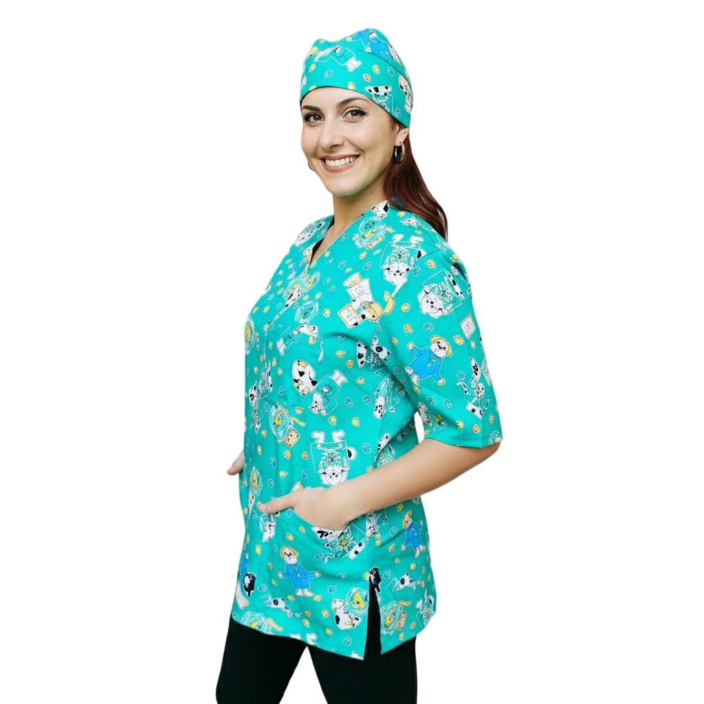 Casacca da Lavoro Verde con Fumetti + Bandana Abbinata – 100% Cotone | Cod. 880