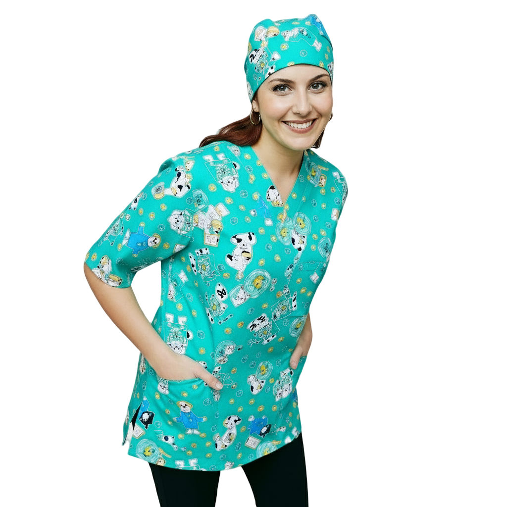 Casacca da Lavoro Verde con Fumetti + Bandana Abbinata – 100% Cotone | Cod. 880