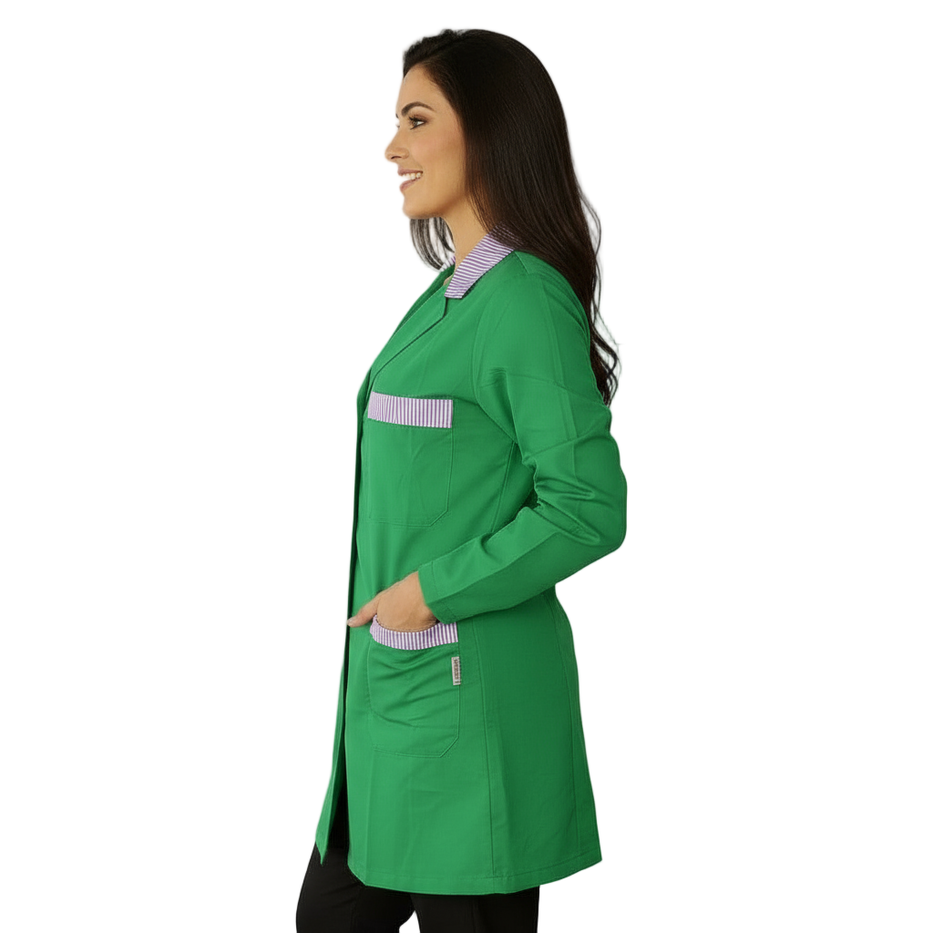 Casacca da Lavoro Donna Verde con Profilo - Manica Lunga | Cod. 7722