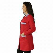 Lade das Bild in den Galerie-Viewer, Camice da lavoro,casacca donna rosso con profilo ML cod:7562
