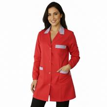 Lade das Bild in den Galerie-Viewer, Camice da lavoro,casacca donna rosso con profilo ML cod:7562
