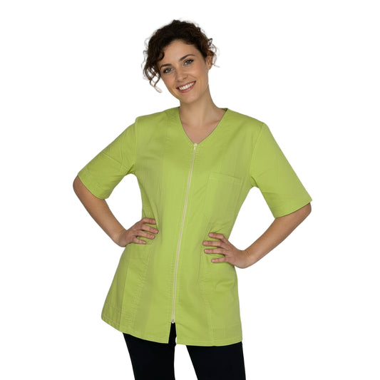 Casacca da Lavoro Donna con Zip Verde Lime – Estetista, Alimentari, Maestra | Cod. 1106