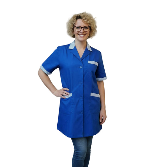 Camice da Lavoro Donna Blu Royal – Maniche Corte, 3 Tasche | Cod. 2502