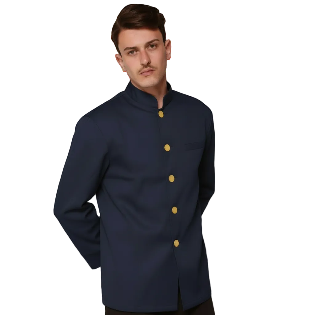 Giacca da Lavoro Blu Scuro Collo Coreana – Facchino, Bar, Hotel | cod. 1619