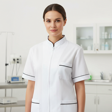 Lade das Bild in den Galerie-Viewer, Camici da Lavoro Uomo,bianco con Zip, da Laboratorio,medicale,per Cucina,Casacca da Lavoro COD: 25052
