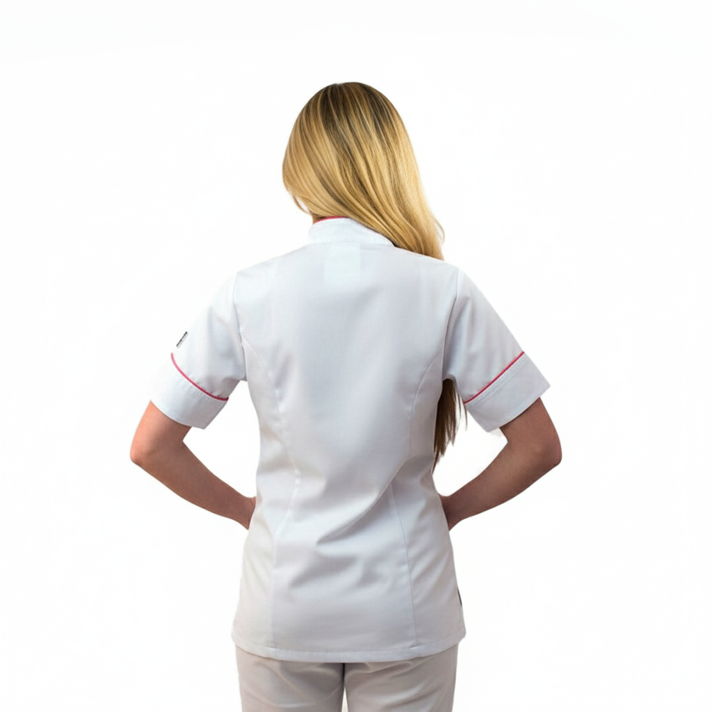 Camice da Lavoro Donna Slim Fit Bianco – Estetista, Parrucchiera, Cuoca | Cod. 15224