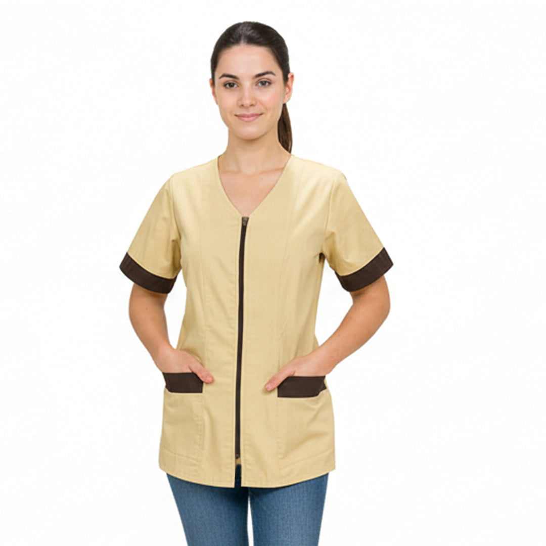 Casacca da Lavoro Donna con Zip Beige Cod. 20263 | Peter's