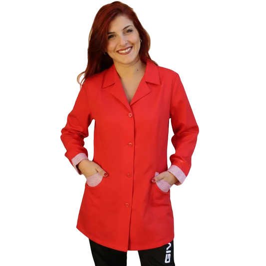 Casacca da Lavoro Donna Slim Fit Rossa - Manica Lunga | Cod. 151020