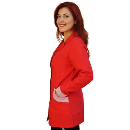 Casacca da Lavoro Donna Slim Fit Rossa - Manica Lunga | Cod. 151020