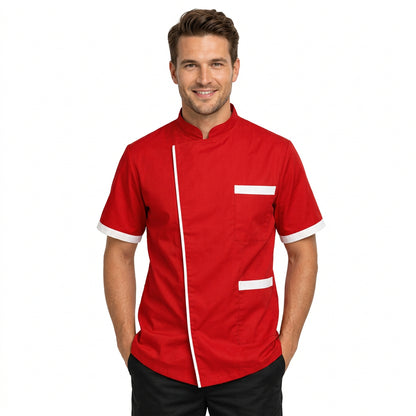 Giacca da cuoco unisex a mezza manica con profili a contrasto cod. 1437