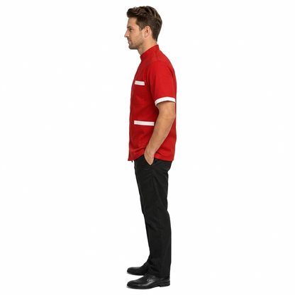 Giacca da cuoco unisex a mezza manica con profili a contrasto cod. 1437