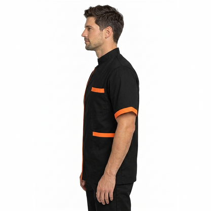 Giacca da cuoco unisex manica corta con profili a contrasto – Cod. 1449