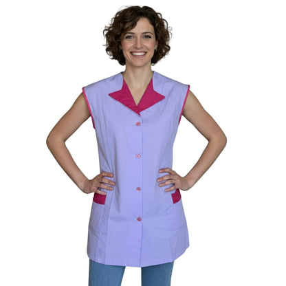 Camice da Lavoro Donna Giromanica Glicine – Polycotton No-Stiro | Cod. 1403