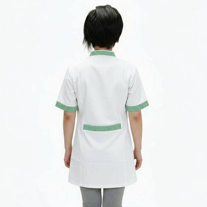 Casacca da Lavoro Donna Mezza Manica – Bianco con Profilo Verde | Cod. 7241