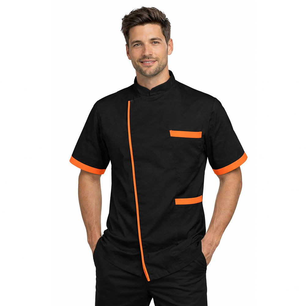 Giacca da cuoco unisex manica corta con profili a contrasto – Cod. 1449