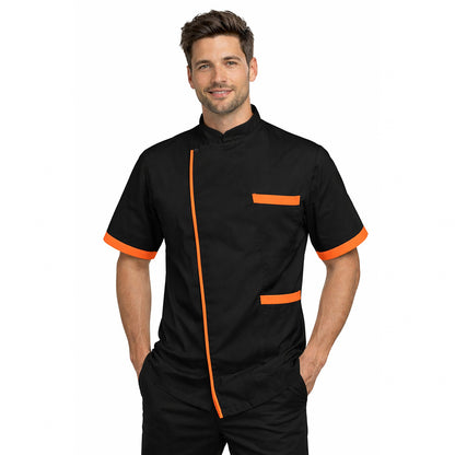 Giacca da cuoco unisex manica corta con profili a contrasto – Cod. 1449
