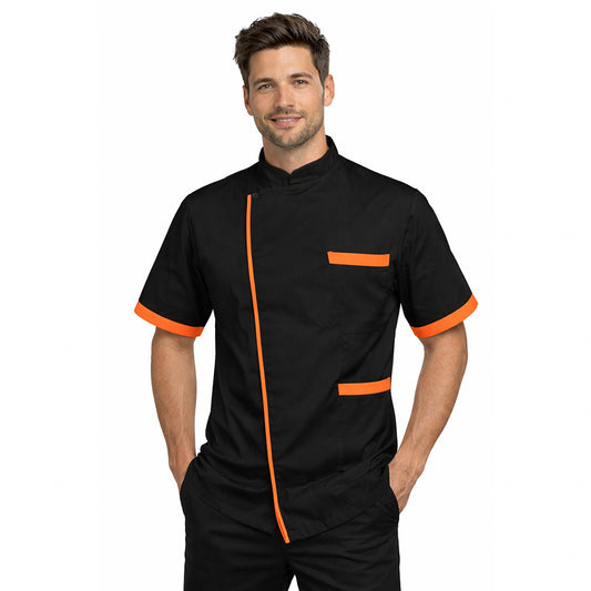 Giacca da cuoco unisex manica corta con profili a contrasto – Cod. 1449