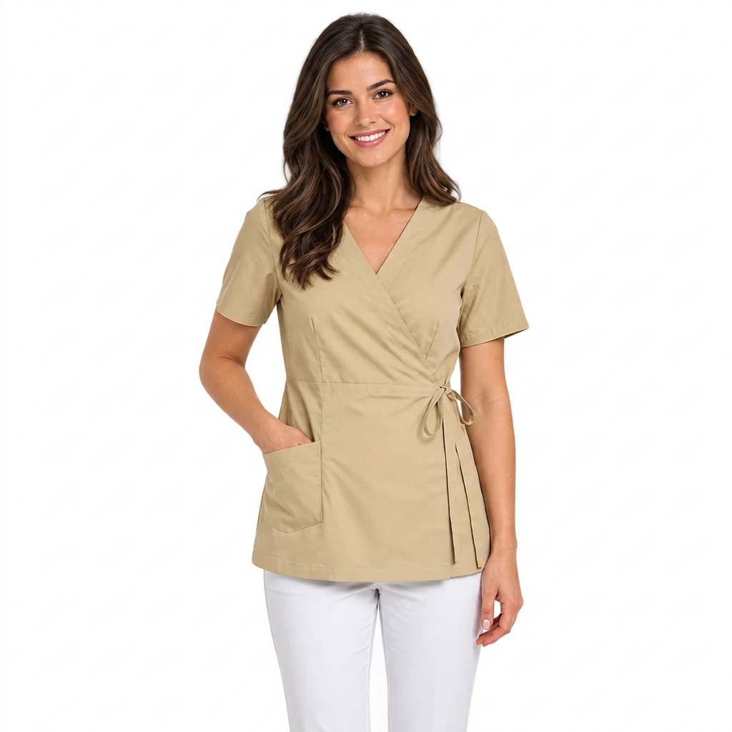 Kimono donna beige per estetista e parrucchiera beige – Cod. 1222