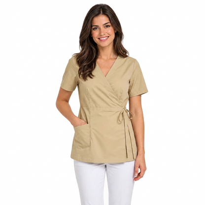 Kimono donna beige per estetista e parrucchiera beige – Cod. 1222