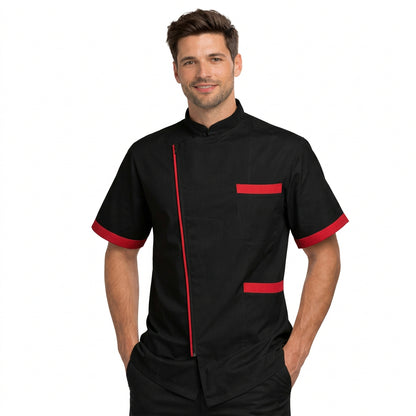 Giacca da cuoco unisex a manica corta con profili a contrasto | Cod. 1845