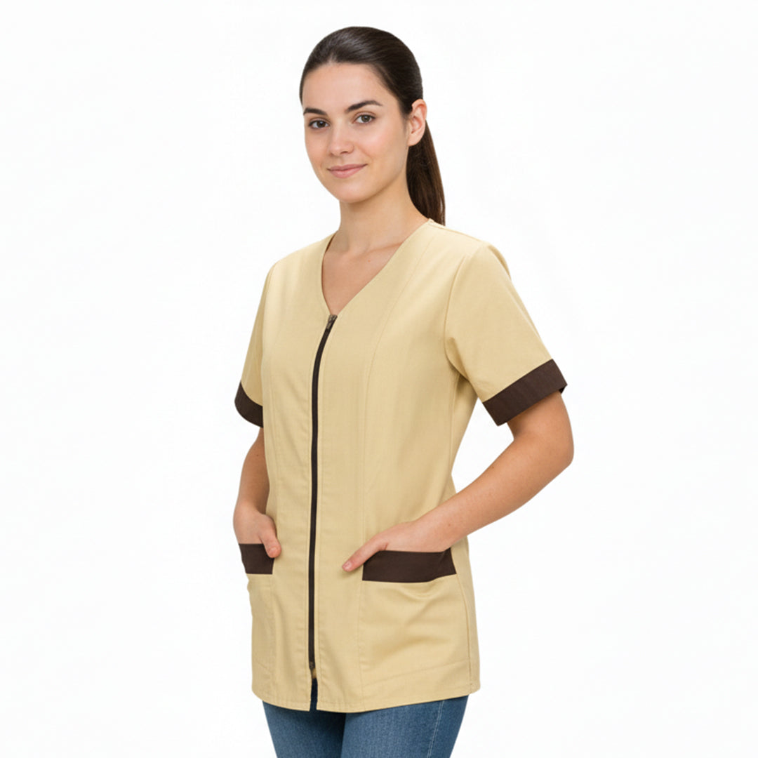 Casacca da Lavoro Donna con Zip Beige Cod. 20263 | Peter's