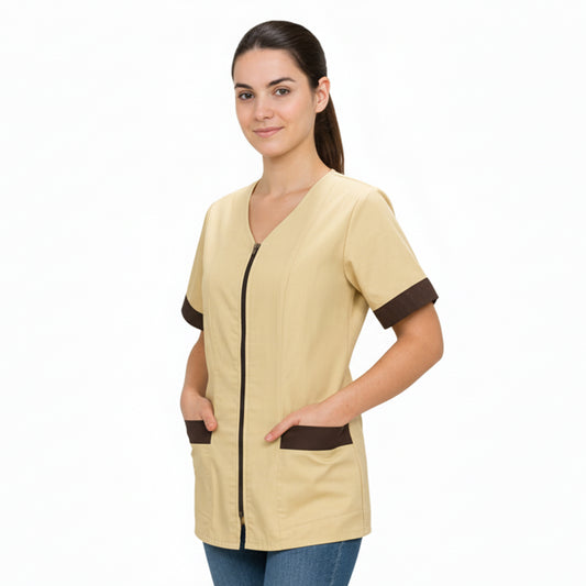 Casacca da Lavoro Donna con Zip Beige Cod. 20263 | Peter's