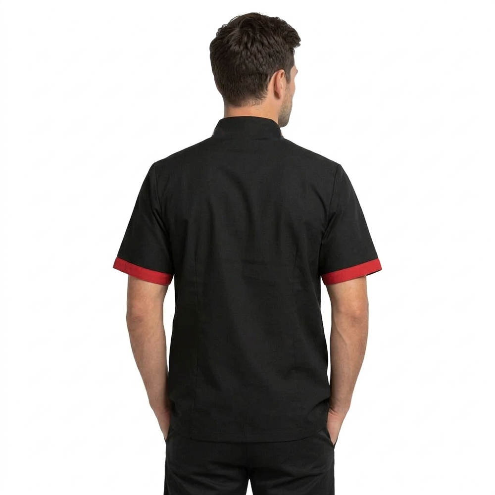 Giacca da cuoco unisex a manica corta con profili a contrasto | Cod. 1845