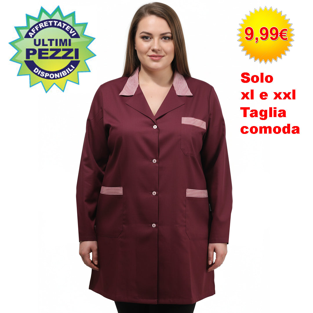 Camice da Lavoro Donna – Casacca Bordeaux Traspirante Taglia XL/XXL