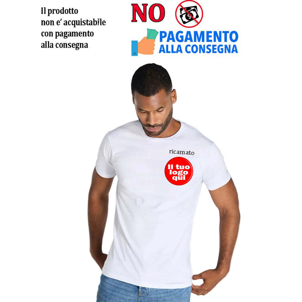 T-shirt unisex  (MIN.5 PEZZI) cotone 100%, personalizzata con logo ricamato
