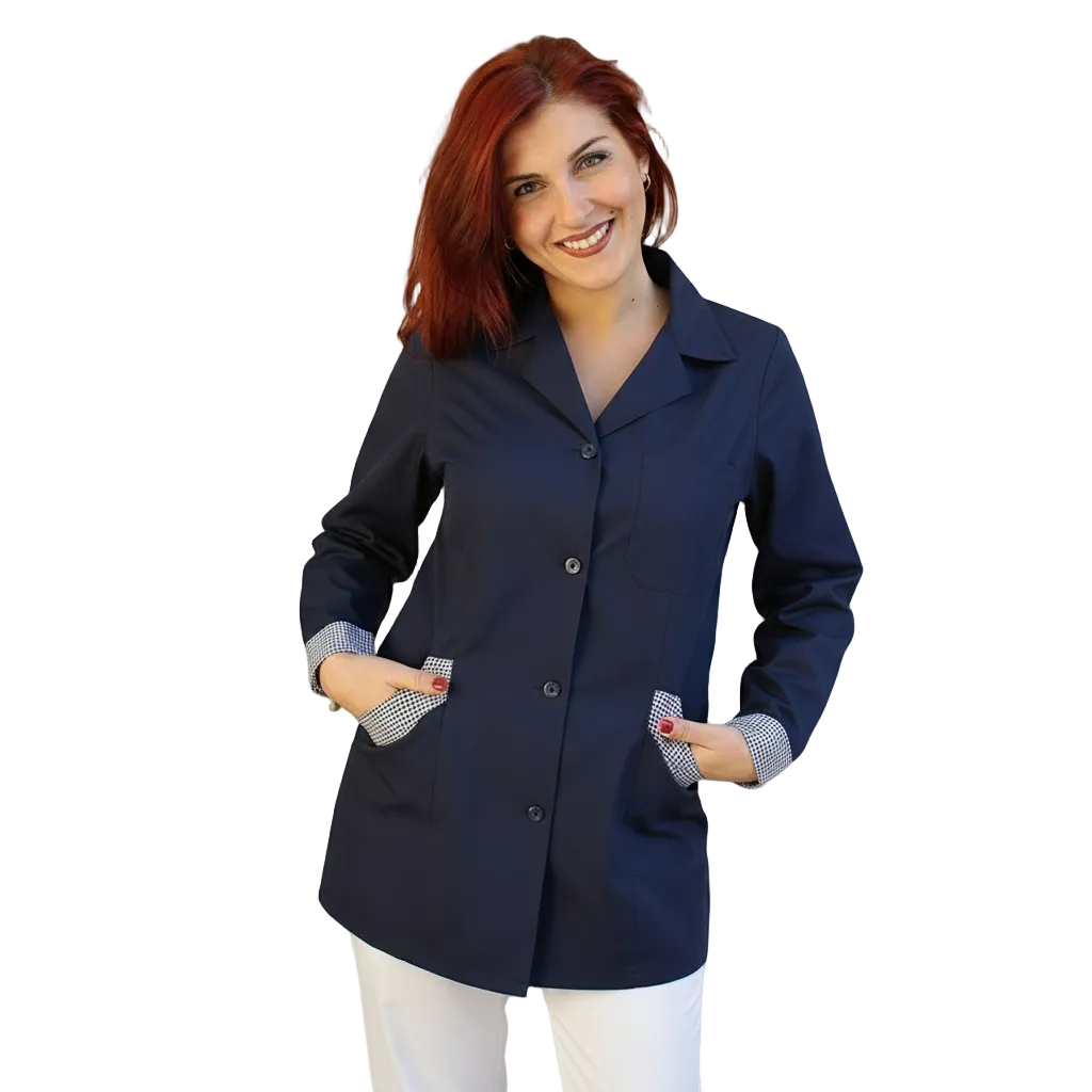 Casacca da Lavoro Donna Slim Fit Blu Scuro - Manica Lunga | Cod. 161020