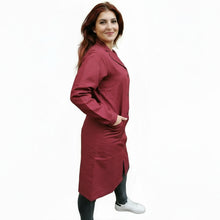 Lade das Bild in den Galerie-Viewer, Camice da lavoro donna, classico misto cotone "bordeaux" cod: 100520
